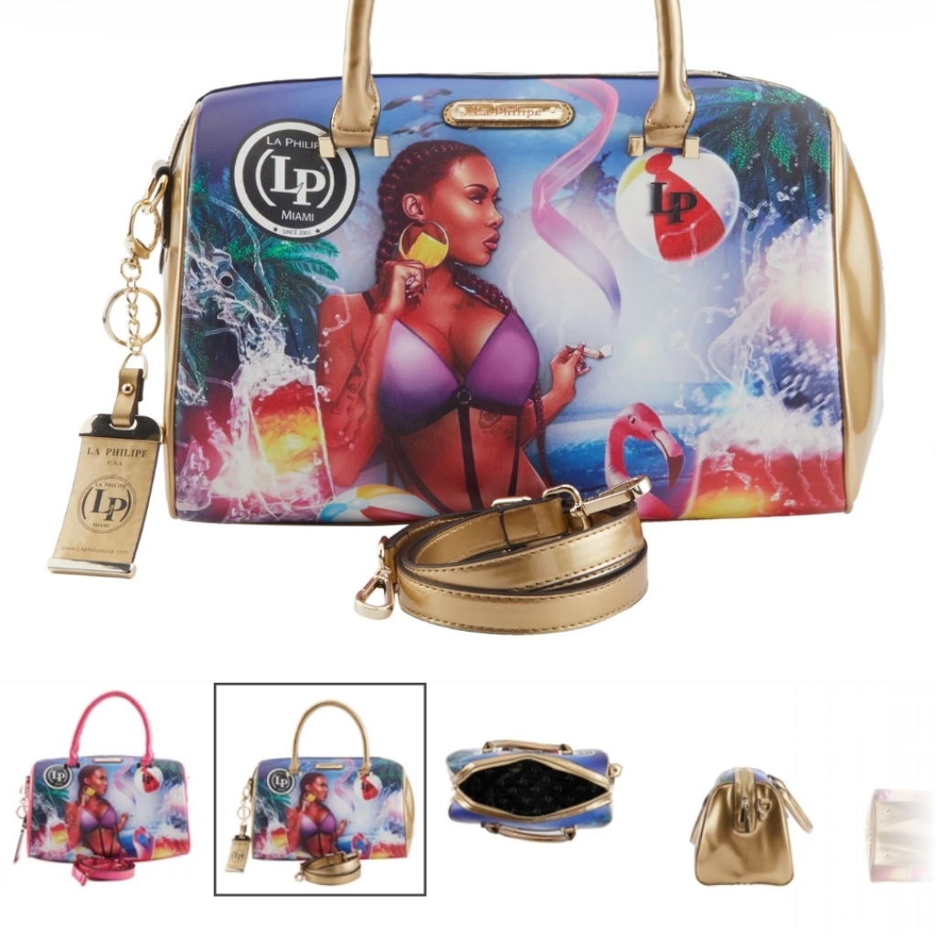 Vibrant Multicolor Satchel With Gold Accents